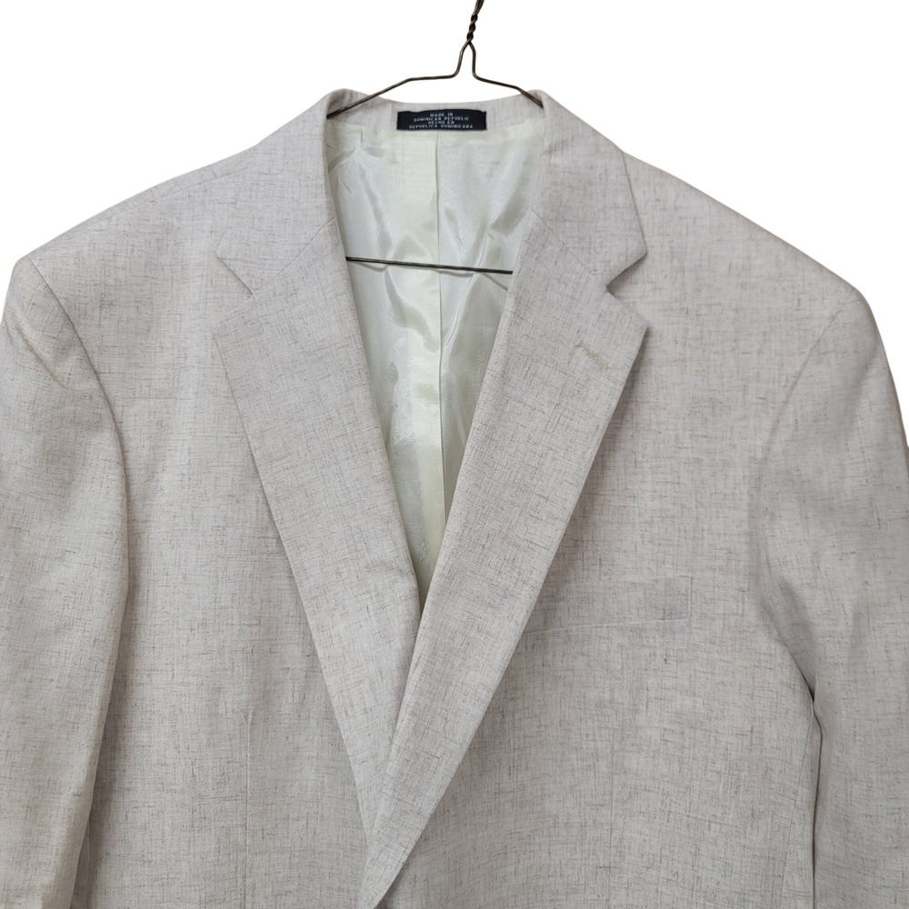 David Taylor Mens 42R Beige Linen Blend 2 Button Blazer Sport Coat Beach Summer